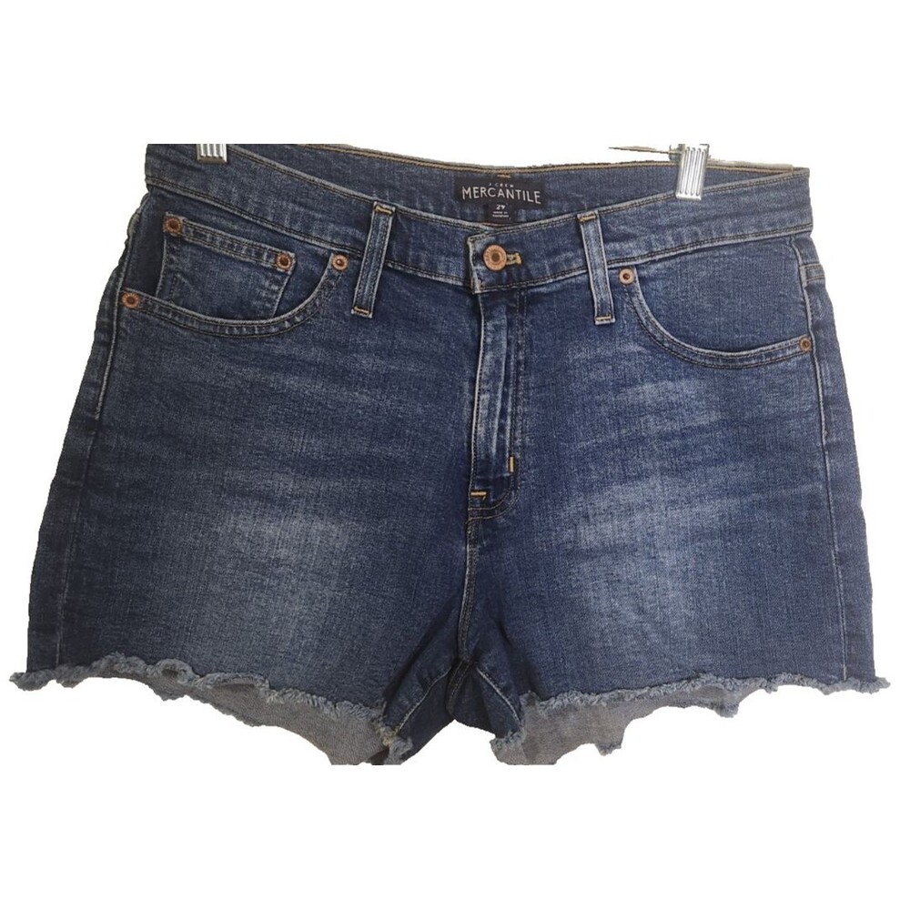 J. Crew Mercantile Shorts Women 29 Blue Denim Raw Hem Cutoff Casual Beach